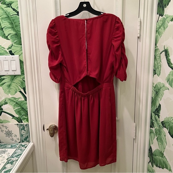 Abercrombie & Fitch Puff Sleeve Red Mini Dress Size M Tall - Picture 3 of 5